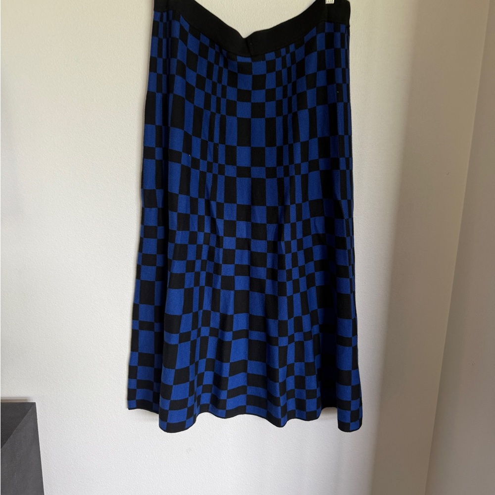 Future Collective Blue and Black Checker Knit Tank Sweater and Skirt Set - Picture 2 of 2